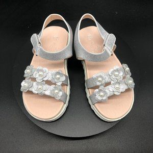 REYA ROSETTE Silver Daisy Sparkle Sandal/Shoes EU 23 US 7.5 Toddler Girl